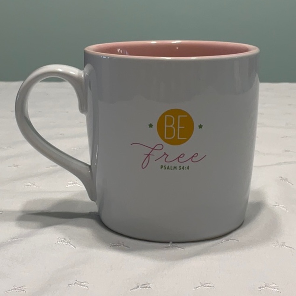 BE free Ceramic Coffee Mug Verse Psalm 34:4 - Picture 3 of 6